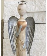 SERAFINA ANGEL WITH HEART STATUE VALENTINES DAY WOOD &amp; METAL HAND MADE 24” - $247.49