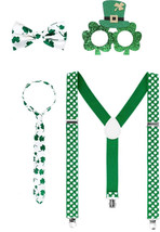 4 pcs Patricks Day Suspenders Accessories with a Bow-tie,a Tie,a Pair of... - £10.99 GBP
