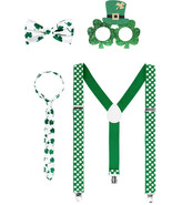 4 pcs Patricks Day Suspenders Accessories with a Bow-tie,a Tie,a Pair of... - £11.14 GBP