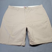 Chaps Men Shorts Size 38 Tan Classic Khaki Flat Front Chino Logo Lightweight Zip - £12.00 GBP