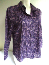 Gap Purple Fine Cotton Pleated Prairie Shirt Blouse Top with Ties Medium... - $18.99