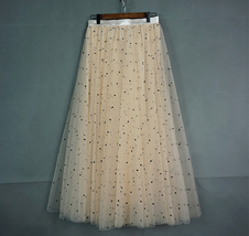 Champagne Dot Long Tulle Skirt Outfit Women Plus Size Fluffy Tulle Skirt image 6