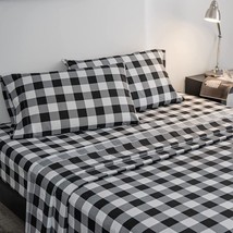 King Size Sheet Set-4 Piece Black and White Microfiber Deep Pocket   (Size:King) - £15.42 GBP