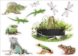 Frogs &amp; Lizard Artwork Kids Living Bedroom Decor Wall Sticker Decal 15&quot;W X 23&quot;H - £9.58 GBP