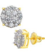 Women&#39;s Real Solid 925 Silver Iced CZ Hip Hop Mens Earrings Round Studs ... - $121.13