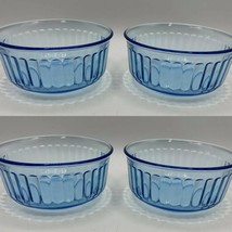 Mexico Clear Blue Ribbed Bowls 500ml Set of 4Pc. / FREE SHIPPING - $34.65