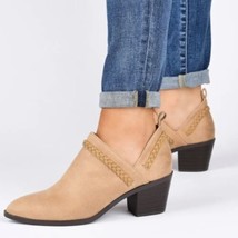 Journee Collection Sophie Braided Strap Bootie, Block Heel, Tan, Size 12, Nwt - £41.91 GBP