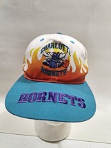 Vintage 90&#39;S Flames Charlotte Hornets &quot;On Fire&quot; Snapback Hat Nba Embroidered - £35.02 GBP