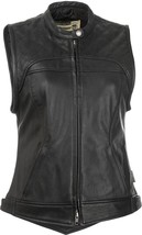 HIGHWAY 21 Women&#39;s Ava Leather Motorcycle Vest, Black, Medium - $139.95