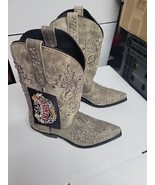 Rockin Country Rc5070 Studded Gray Leather Western Cowboy Boots Womens S... - £152.71 GBP