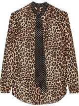 NWT Equipment x Kate Moss Slim Signature Leopard Print Silk Shirt with Tie L - £85.77 GBP