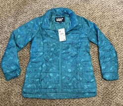 Lands End Jacket Womens Small Blue 600 Down Full Zip Puffer Coat Floral ... - $27.71