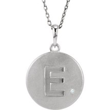 Precious Stars Sterling Silver White Diamond Accent Initial E Pendant Necklace - £71.55 GBP