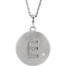 Precious Stars Sterling Silver White Diamond Accent Initial E Pendant Necklace - £86.65 GBP