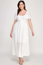 Front Tie Puff Sleeve Tired Maxi Dress - $51.00