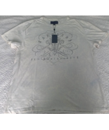 John Varvatos 25th Aniversary Ivory Crew Neck 100% Cotton Graphic Tee Sh... - $880.73 MXN