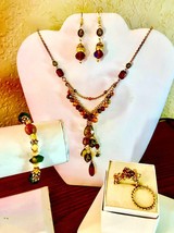 OOAK Reinvented/Handcrafted Multicolored Crystal Beaded Drape Necklace Set - $10.00+