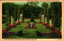 International Friendship Garden Michigan City IN Linen Postcard T17 - $2.92