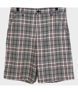 IZOD men&#39;s navy, white, and red plaid flat front Golf shorts size 30 preppy - $25.98 CAD