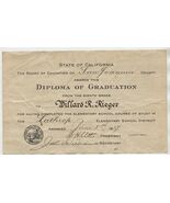San Joaquin County California Diploma of Graduation 8th Grade 1937 - $27.72