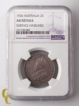 1926 Australia Florin, 2 Shillings Graded AU DETAILS By NGC, KM# 27 - $727.23