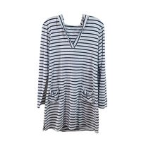 Coolibar Women’s Size M Striped 2 Pocket Hoodie Beach Cover Tunic Upf Sp... - $19.79