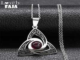 Amethyst, Labradorite or Celtic Triquetra Pendant Triple Knot Necklace, Esoteric - £21.57 GBP