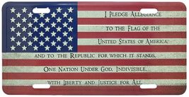 USA Flag American Patriotic Pledge of Allegiance Aluminium License Plate - $4.89