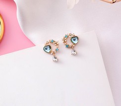 [Jewelry] Cute Heart Flower Circle Gold Plated Earring for Girl/Lady/Woman - £8.75 GBP