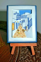 Souvenir from Greece, Santorini. Little 3D Picture on Wooden Stand - £13.12 GBP