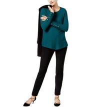 Alfani Womens Ribbed Snap Detail Sweater Top Ocean Teal Blue Size XL X-L... - $29.00
