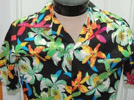 Mens Hilo Hattie Short Sleeve Shirt 100% Cotton Hawaiian orchid bright V... - $24.74