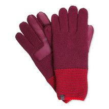 ISOTONER Wine Knit Striped Cuff smarTouch smartDRI Lined Gloves One Size - £15.85 GBP