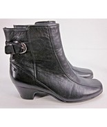 CLARKS Women&#39;s Artisan Dara II Boot Inside Zip Buckle Accent Black Leath... - $25.14