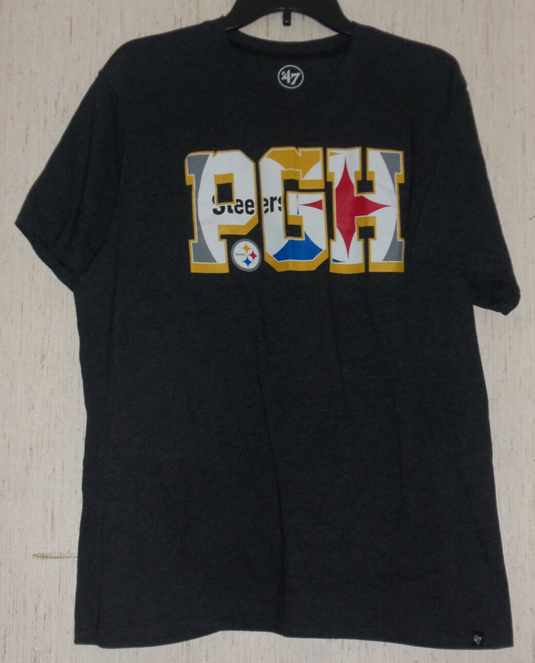 Primary image for NEW MENS NFL "PGH" Pittsburgh Steelers BLACK HEATHER NOVELTY T-SHIRT SIZE XL