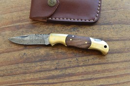 damascus custom made folding pocket knife From The Eagle Collection m7690 - £31.64 GBP