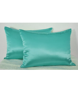 Tiffany Blue High Quality 2 Pieces of Hidden Zipper Satin Pillow Case - £19.81 GBP+