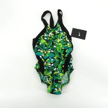 Nike Shattered Glass Girls Green Silver 1 Piece Swimsuit Size 5 (20 ) NW... - $14.85