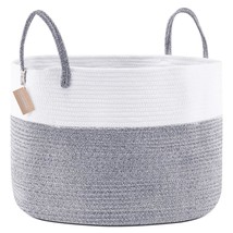 Cotton Rope Woven Laundry Basket, 70L Large Dirty Clothes Hamper With Ha... - £39.48 GBP