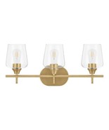 Hampton Bay Pavlen 24 in. 3-Lights Antique Brass Vanity Light with Clear... - £37.87 GBP