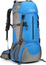 70L Camping Hiking Backpack With Rain Cover Waterproof Backpacking, Blue - $54.98