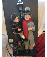 Vintage Holiday Creations Tiny Tim And Scrooge 30" Animated Lamp Post working  - $44.55