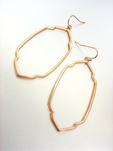 CHIC Urban Anthropologie Rose Gold Metal Elongated Geometric Dangle Earrings - £13.79 GBP