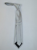 Men's Perry Ellis Tie Classic Satin Silky Feel #Perry-2 Solid Silver Gray image 3
