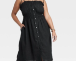 Universal Thread Women&#39;s Linen Dress with Pockets Black Size XXL - $19.29