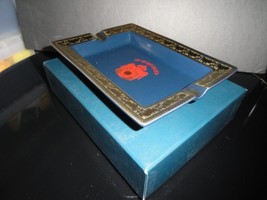 Gold and Blue Ceramic Cigar Ashtray Measures 9" L x 6.75" W NIB image 5