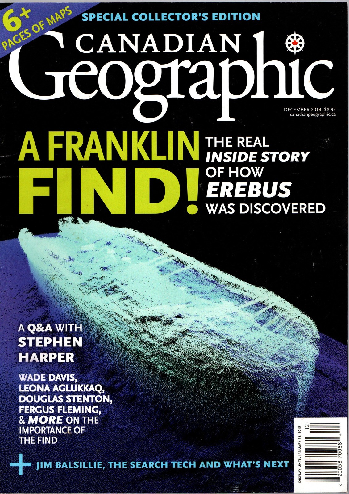 Canadian Geographic Special Collector's Edition 6+ Pages of Maps Erebus