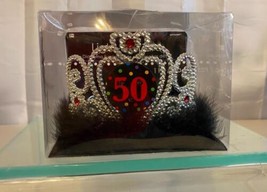 Amscan 250411 &quot;50th&quot; Birthday Light-Up Tiara, 1ct Silver/Black, 4&quot; x 5 5... - $12.86