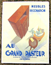 C. Villot &quot;Au Grand Pasteur&quot; French Art Deco Lithograph on Canvas circa 1935  - £1,941.43 GBP