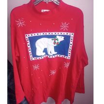 Women's VTG Bechamel Ugly Christ Sweater Beaded XL Polar Bear Holiday - $18.00